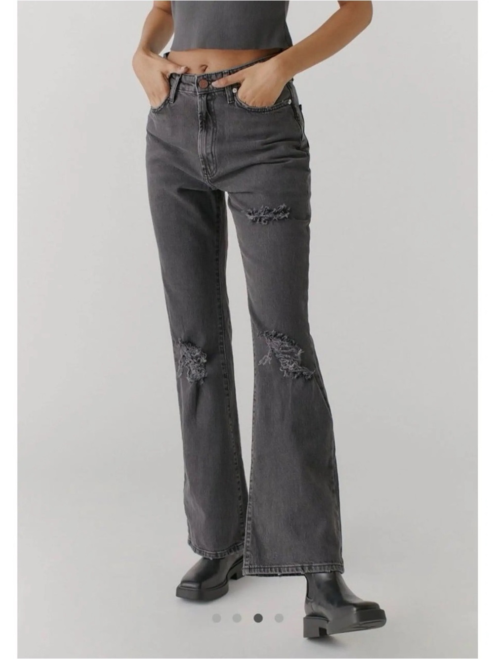 BDG Charcoal Black/Gray Distressed Flare Jeans Size Women’s 24